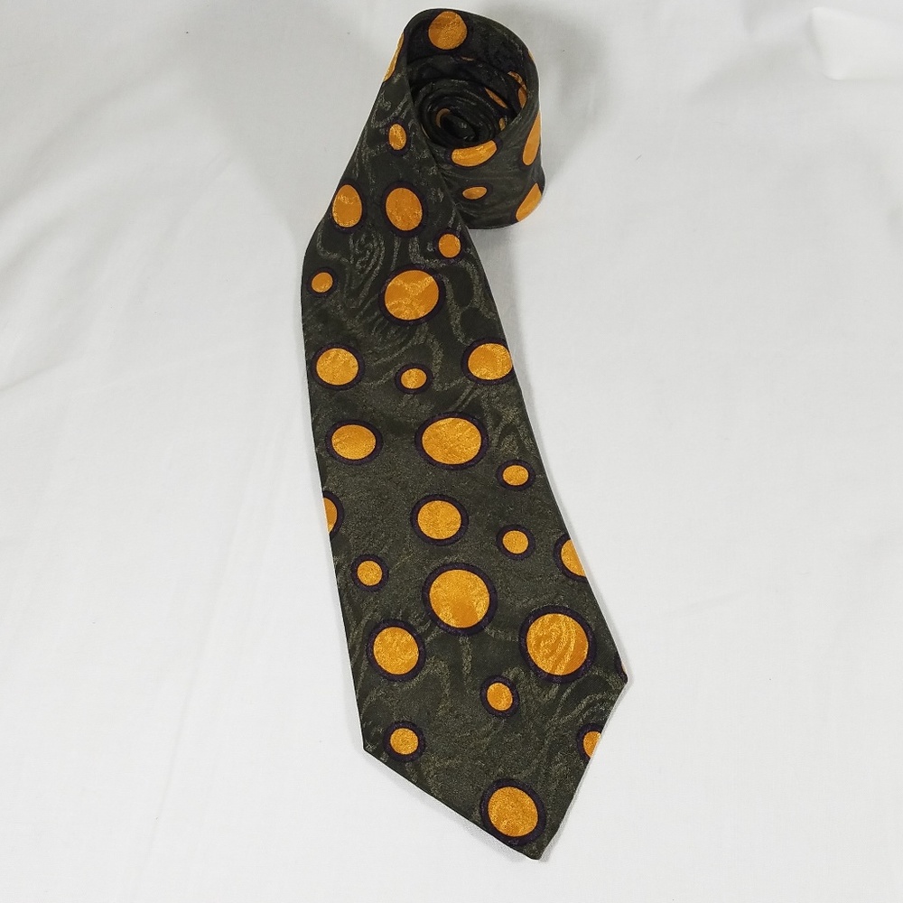 Van Gogh Green Gold Circles Mens Neck Tie